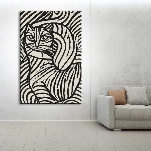 تابلو شاسی مدل H168 طرح کوبیسم انتزاعی گربه