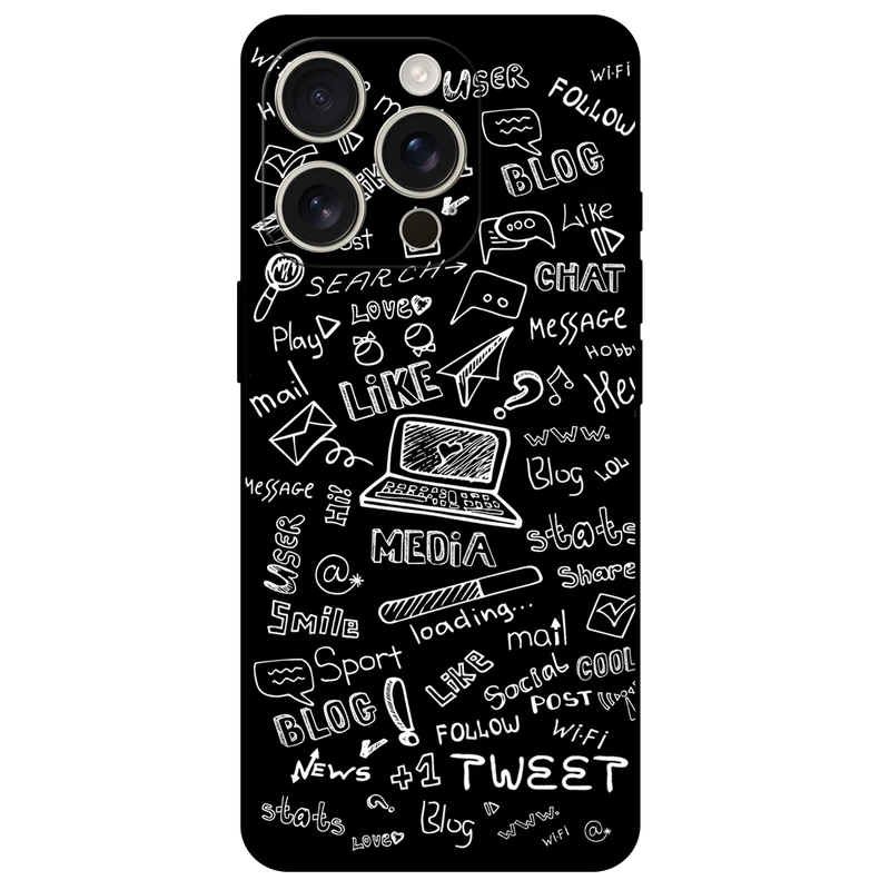 کاور مگافون طرح رسانه های اجتماعی مدل 1898 مناسب برای گوشی موبایل اپل iPhone 16 Pro Max