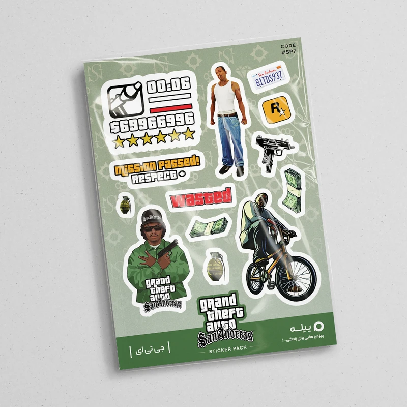 عکس شماره 3 : استیکر لپ تاپ و موبایل پیله طرح جی تی ای سان آندریاس مدل gta کد sp7 مجموعه 13 عددی