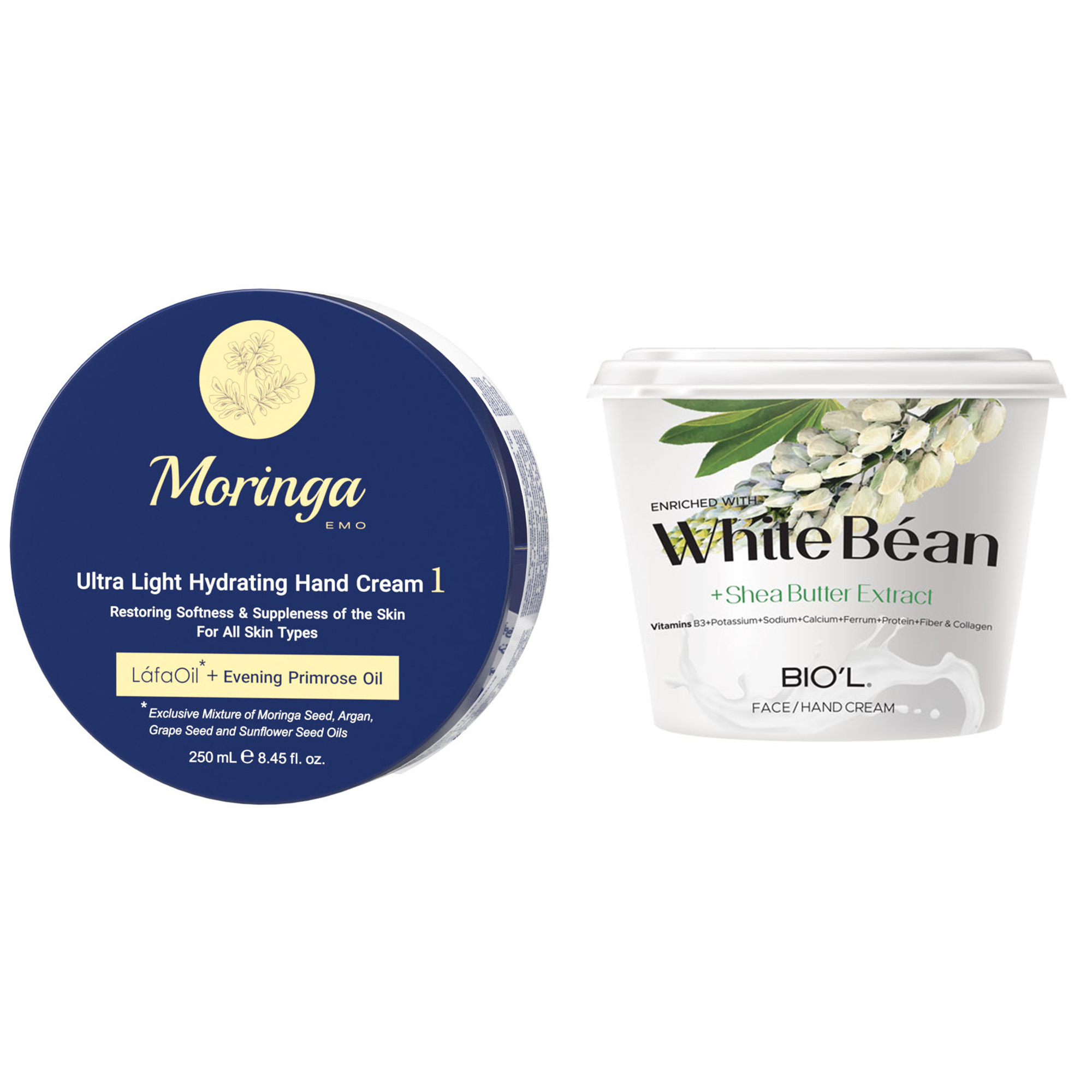 کرم آبرسان مورینگا امو مدل LáfaOil حجم 250 میلی لیتر به همراه کرم مرطوب کننده بیول مدل White Bean حجم 250 میلی لیتر