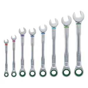 آچار یکسر تخت و یکسر رینگی جغجغه ای بوش مدل Wrench Set 8 کد 1600A027PS بسته 8 عددی