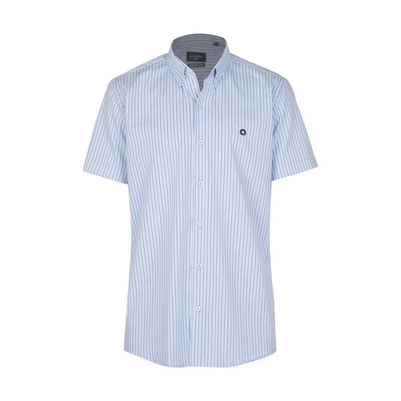 پیراهن آستین کوتاه مردانه دیورسو مدل راه راه اینفینیتی رنگ آبی