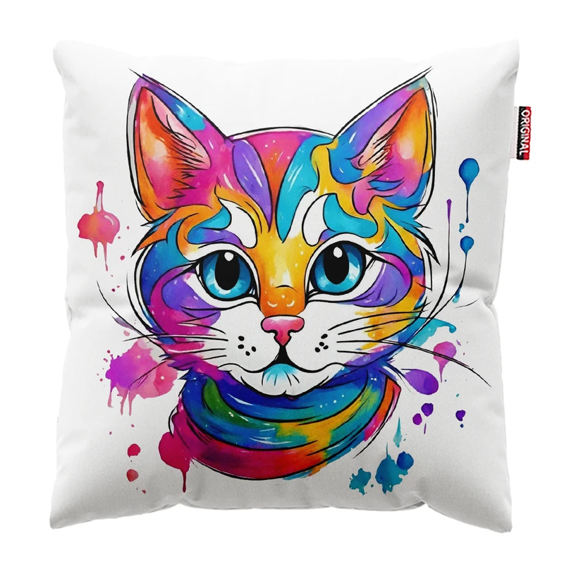 کوسن پاد آفرین مدل گربه کیوت بامزه فانتزی کد PK401960 سایز 40*40 سانتی متر