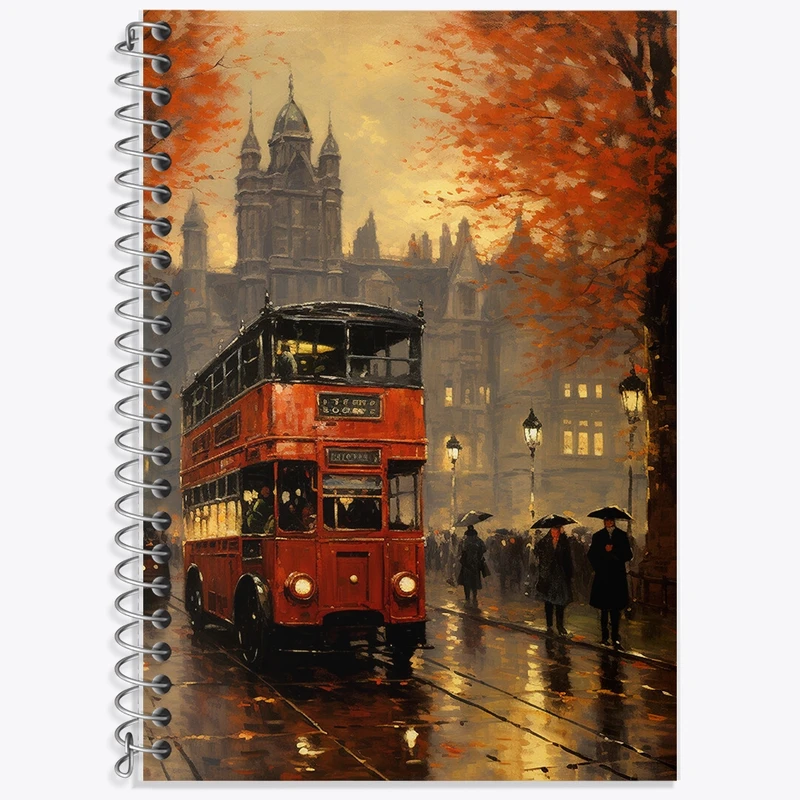 دفتر زبان 50 برگ خندالو مدل سه خط طرح خیابان و اتوبوس کد F456