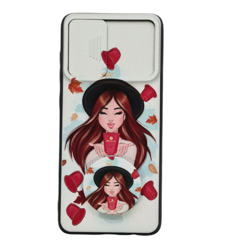کاور طرح دخترانه کد 328 مناسب برای گوشی موبایل سامسونگ Galaxy A32 4G به همراه پاپ سوکت