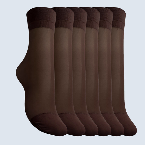 جوراب زنانه نارپام مدل شیشه ایی رنگ قهوایی تیره بسته 6 عددی