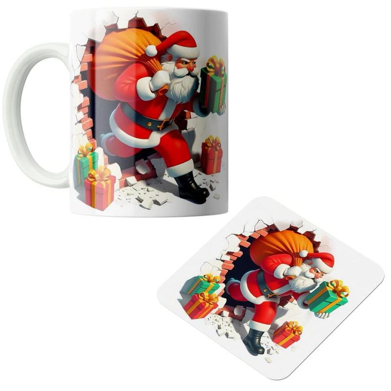 ماگ پاد آفرین مدل کریسمس کد DKC637 به همراه زیر لیوانی