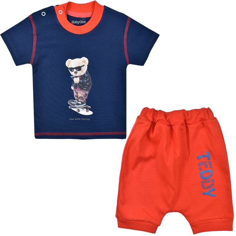 ست تی شرت و شلوارک نوزادی بی بی وان مدل تدی کد 6