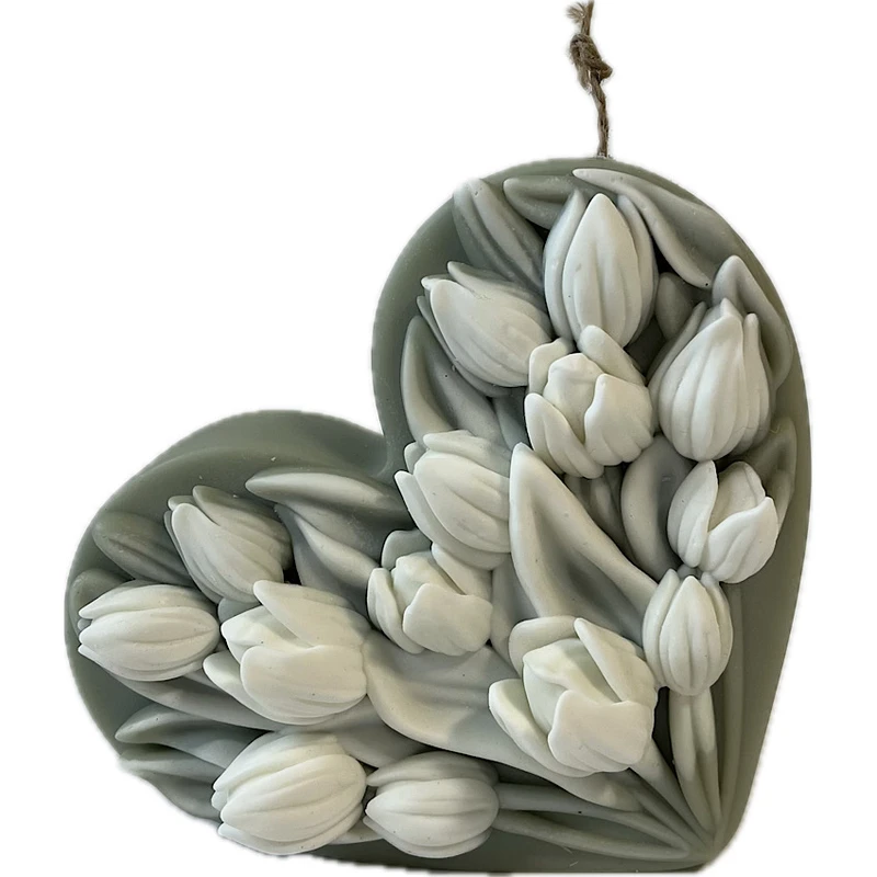 شمع دست‌ساز بدون‌بو مدل قلب لاله زمان اتمام 4 ساعت