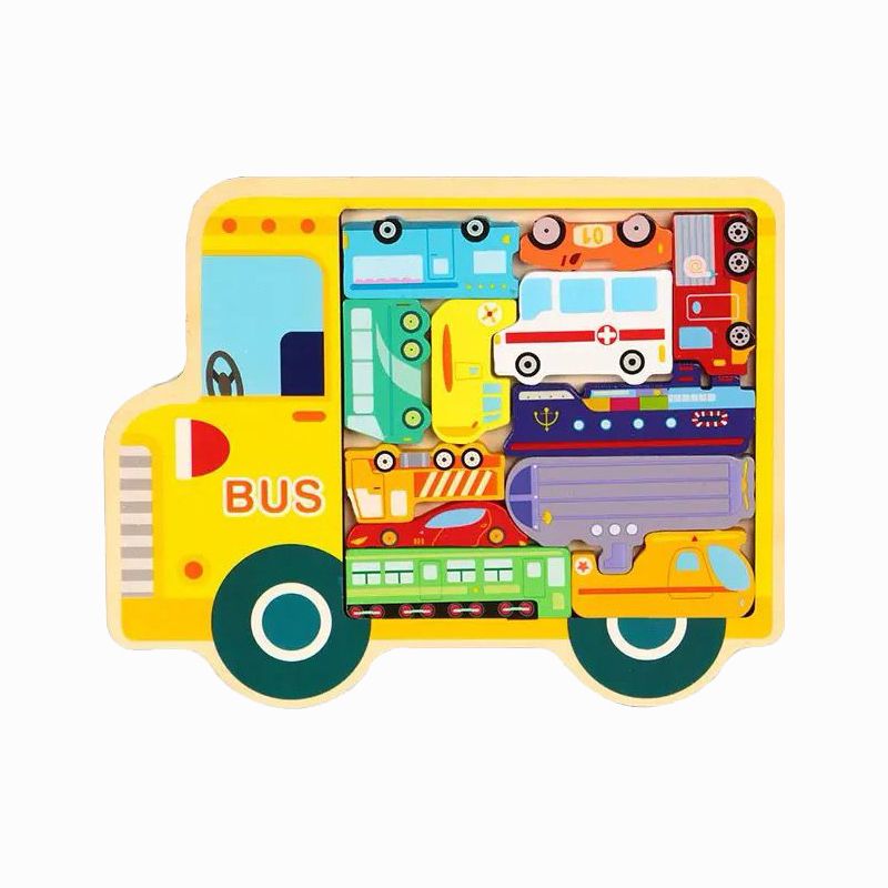 پازل آموزشی مدل کاتامینوی چوبی طرح وسایل نقلیه -  - 1