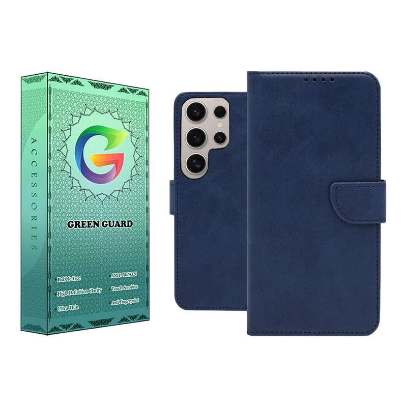 کیف کلاسوری گرین گارد مدل چرمی مگنتی کد Blue-B01 مناسب برای گوشی موبایل سامسونگ Galaxy S24 Ultre