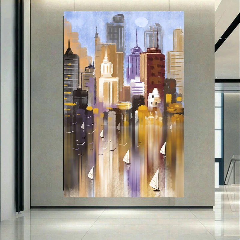 پوستر طرح نقاشی مدرن مدل نمای شهر کد PD1502