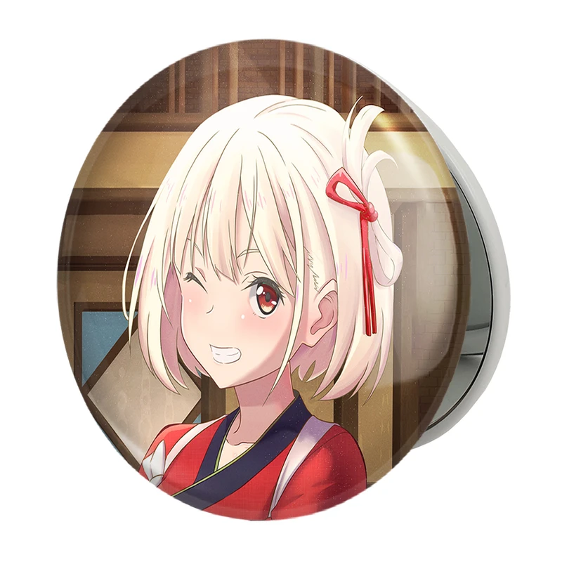 آینه جیبی خندالو طرح چیساتو انیمه لیکوریس ریکویل Lycoris Recoil مدل تاشو کد 23074 