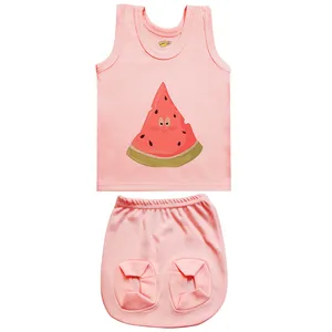 ست تاپ و شورت نوزادی کارانس طرح هندوانه مدل SSP-4005