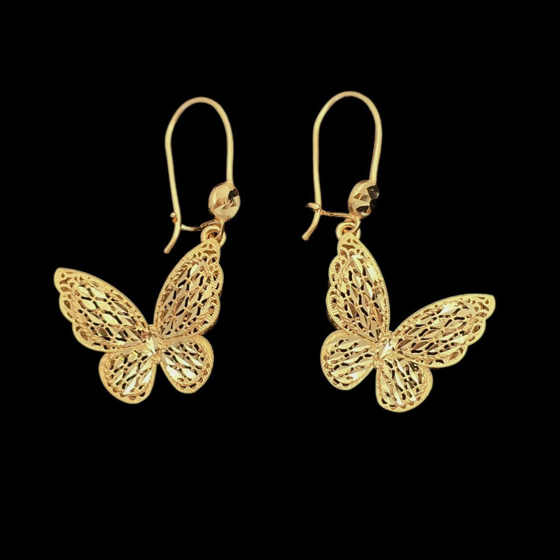گوشواره طلا کم اجرت ۱۸ عیار گالری طلا و شمش برلیان مدل پروانه ۲۰۲۵