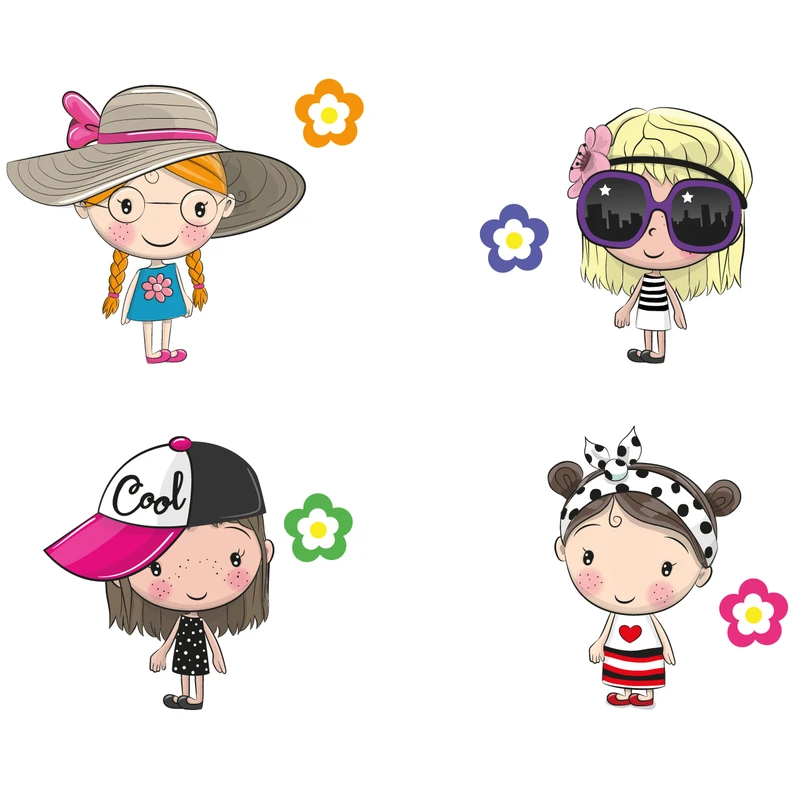 استیکر کلید و پریز کودک باروچین مدل دختر مجموعه 8 عددی