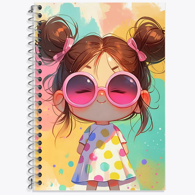 دفتر زبان 50 برگ خندالو مدل دو خط طرح دخترانه کیوت کد N3845