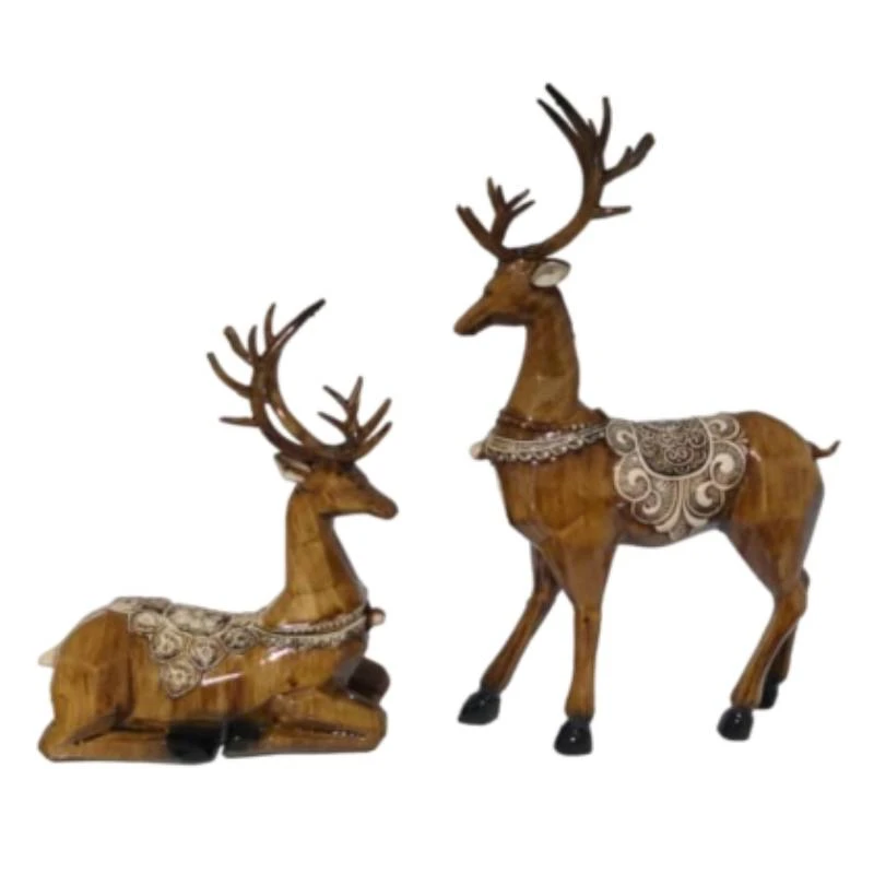 مجسمه دنیا دکوری سرمد مدل گوزن طرح چوبی کد 8 مجموعه 2 عددی