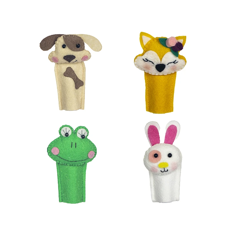 عروسک طرح انگشتی مدل حیوانات ارتفاع 10 سانتی متر مجموعه 4 عددی