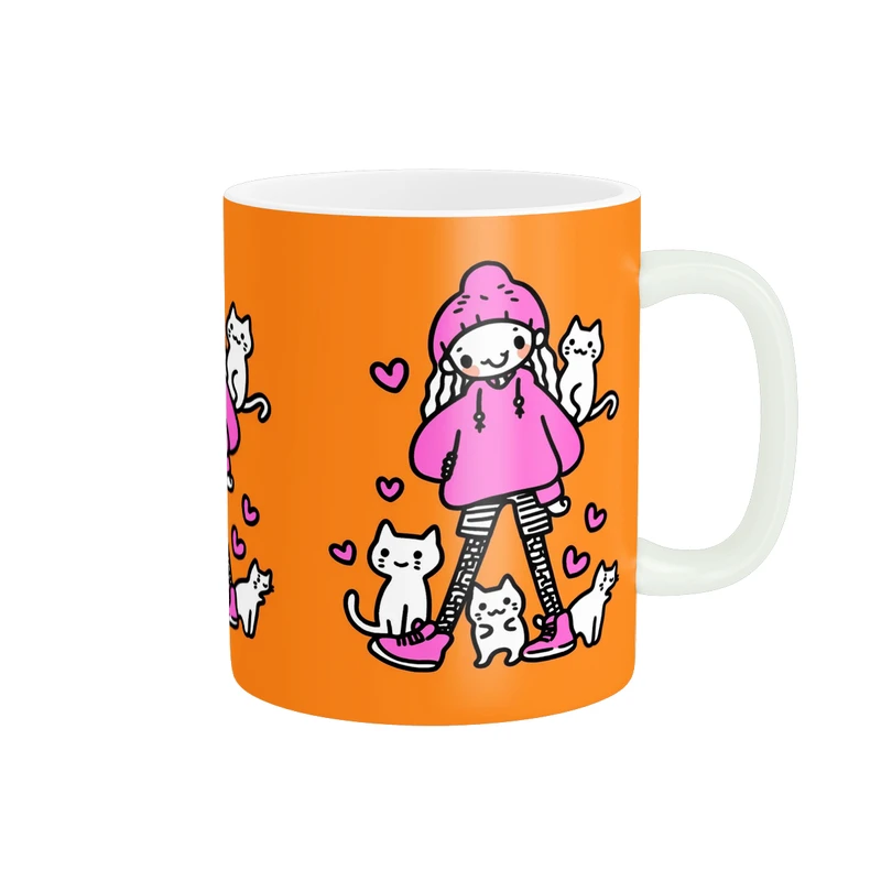 ماگ پاد آفرین مدل دخترانه طرح گربه کد PM5291