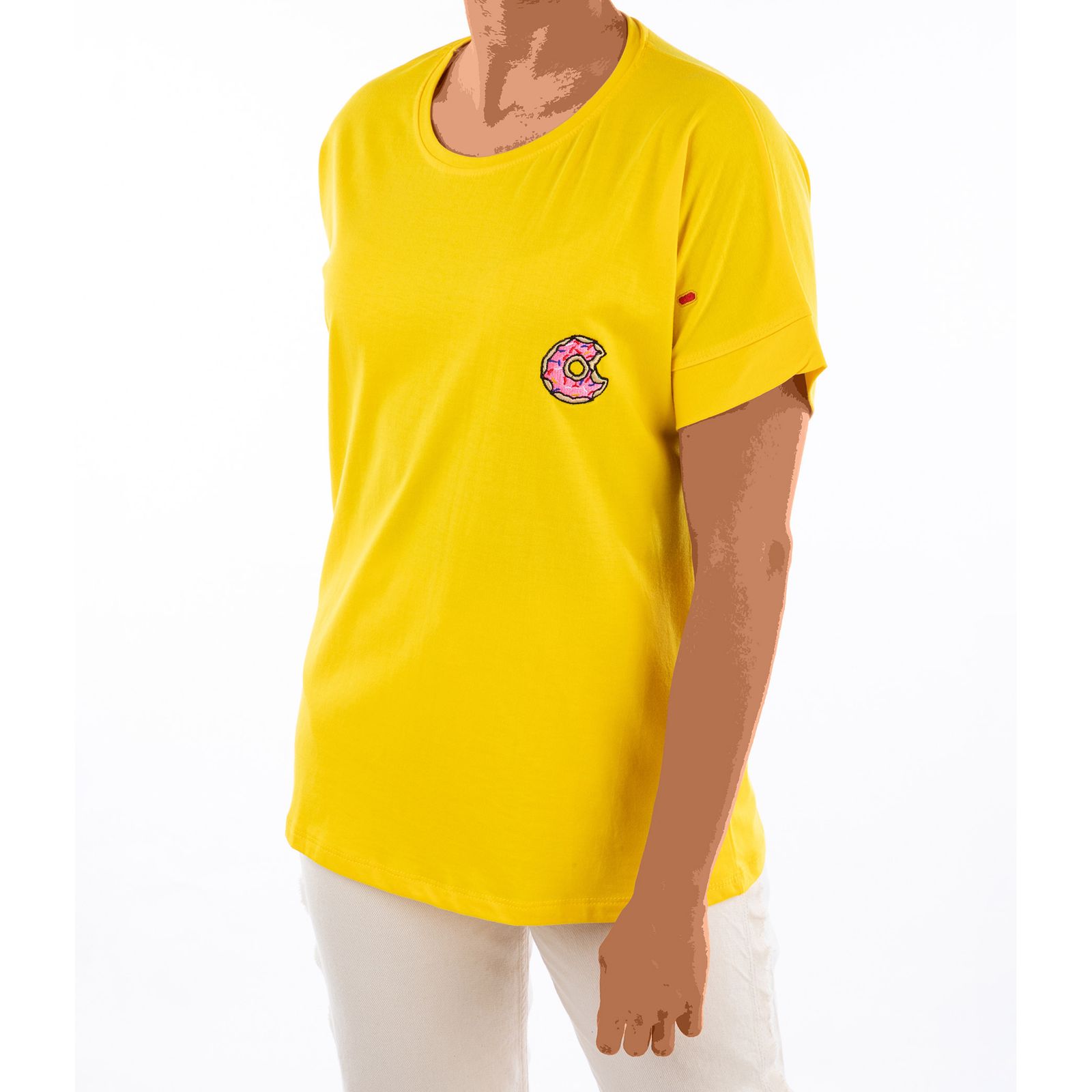 تی شرت آستین کوتاه زنانه مادر مدل دونات رنگ زرد -  - 4