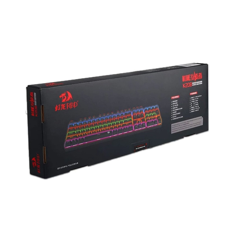کیبورد گیمینگ ردراگون مدل K208، سوییچ مکانیکال آبی، Full-Size، نورپردازی RGB