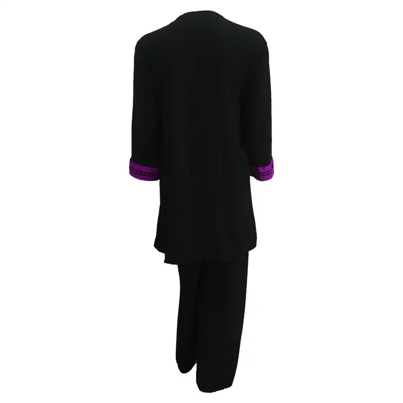 مانتو و شلوار زنانه مدل نخی ابر و بادی سنتی کد tm-2475 رنگ مشکی