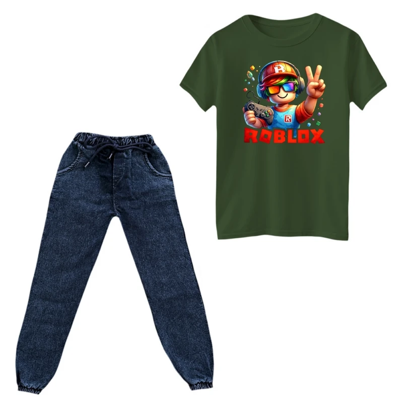 ست تی‌شرت و شلوار پسرانه مدل روبلاکس کد 2
