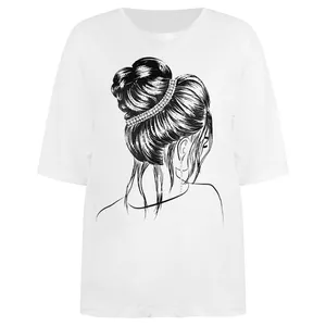 تی شرت لانگ زنانه مدل تایناز رخ سفید