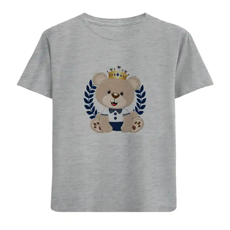 تی شرت آستین کوتاه بچگانه مدل خرس تاجدار D154