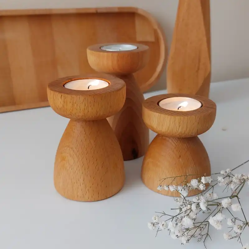 جاشمعی چوبی کد SH103 مجموعه 3 عددی