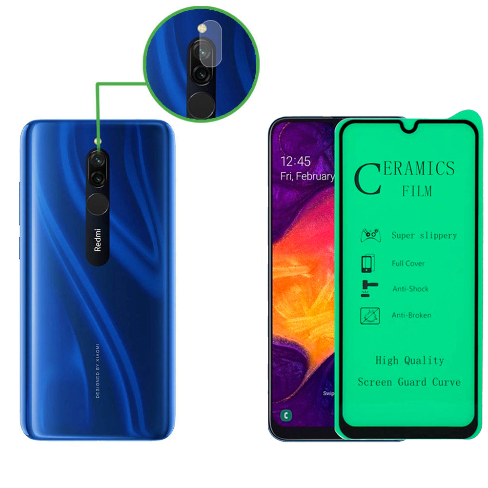 محافظ صفحه نمایش لئو مدل GCGLNZ_R8_2 مناسب برای گوشی موبایل شیائومی REDMI 8 به همراه محافظ لنز دوربین