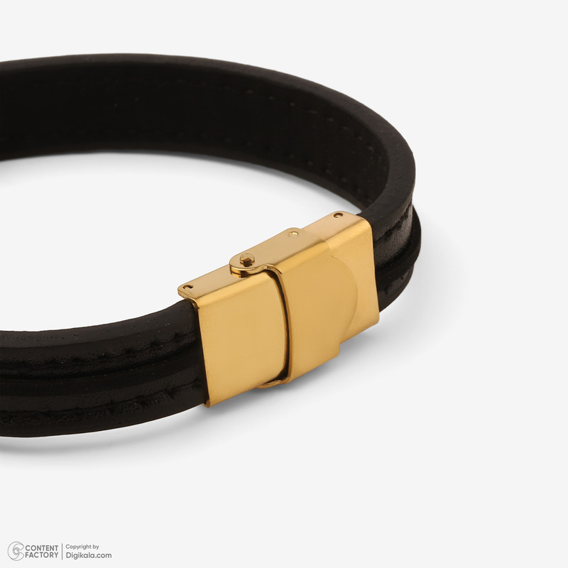 دستبند طلا 18 عیار مردانه با بند چرمی مایا ماهک مدل MB1836