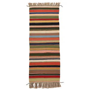 گلیم دستبافت یک و نیم متری زمینه رنگی مدل دکوراتیو کد 4040613