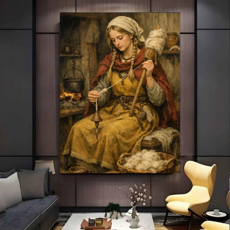 پوستر پارچه ای طرح مخمل  نقاشی کلاسیک قدیمی مدل بافندگی کد BK57878
