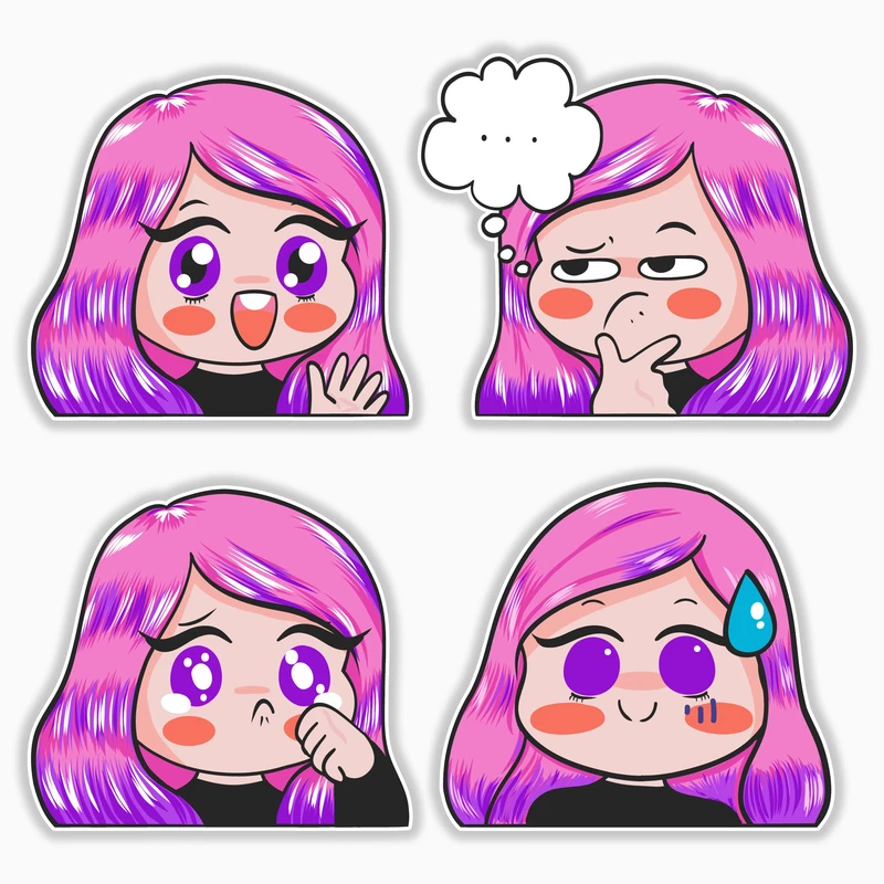 استیکر لپ تاپ و موبایل بووم طرح دختر کاوایی6 کد MM98 مجموعه 4 عددی