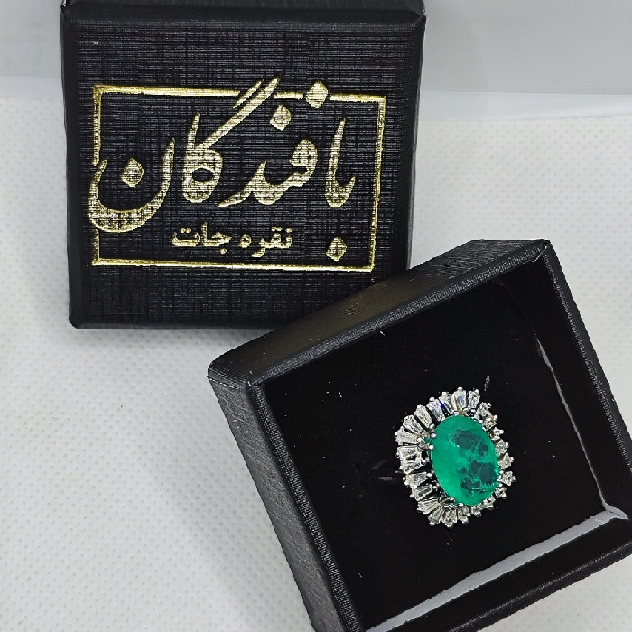 انگشتر نقره زنانه نقره جات بافندگان مدل تورمالین کد 58