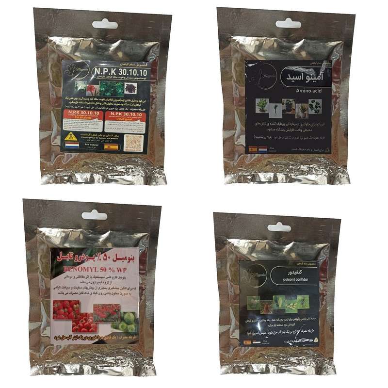 کود سبزینگی و تقویت ساقه 10-10-30 و امینو اسید و بنومیل و کنفیدور مدل raw material وزن 200 گرم کود سبزینگی و تقویت ساقه 10-10-30 و امینو اسید و بنومیل و کنفیدور مدل raw material وزن 200 گرم