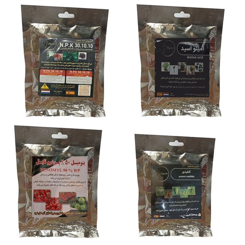 کود سبزینگی و تقویت ساقه 10-10-30 و امینو اسید و بنومیل و کنفیدور مدل raw material وزن 200 گرم کود سبزینگی و تقویت ساقه 10-10-30 و امینو اسید و بنومیل و کنفیدور مدل raw material وزن 200 گرم