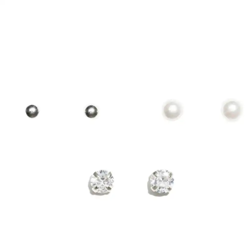 گوشواره زنانه سیکس مدل مروارید مجموعه سه عددی