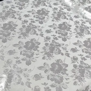 پارچه لباس عرض 1.5 متر مدل ژاکارد ابریشم گل رنگ نقره‌ای