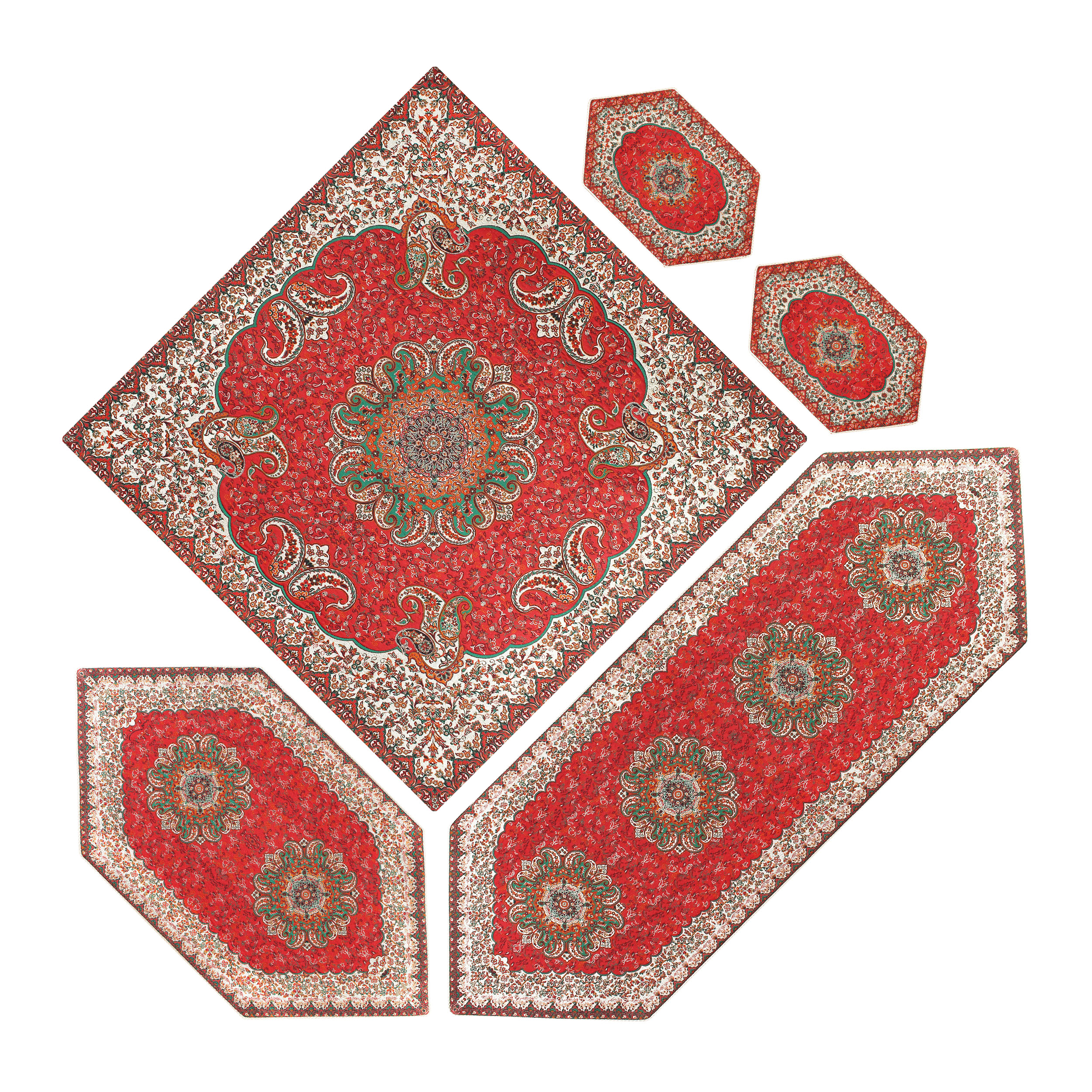 ست 5 تکه رومیزی ترمه مدل ترنج کد trjz-1007