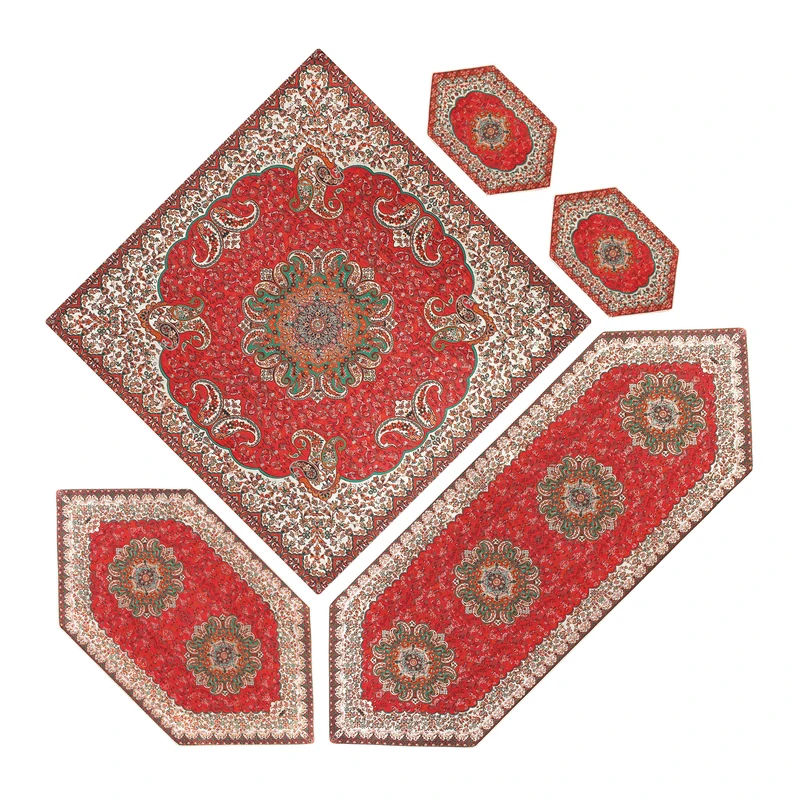 ست 5 تکه رومیزی ترمه مدل ترنج کد trjz-1007