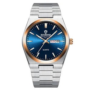 ساعت مچی عقربه‌ای کوارتز مردانه بین باند مدل کلاسیک دی دیت بند استیل کد B2