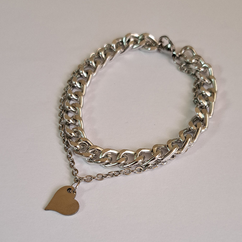 دستبند دخترانه مدل دو ردیف قلب دستبند دخترانه مدل دو ردیف قلب