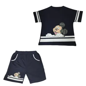 ست نیم تنه و شلوارک زنانه مدل میکی مویس خندان کد DKCOP 209 رنگ سرمه ای