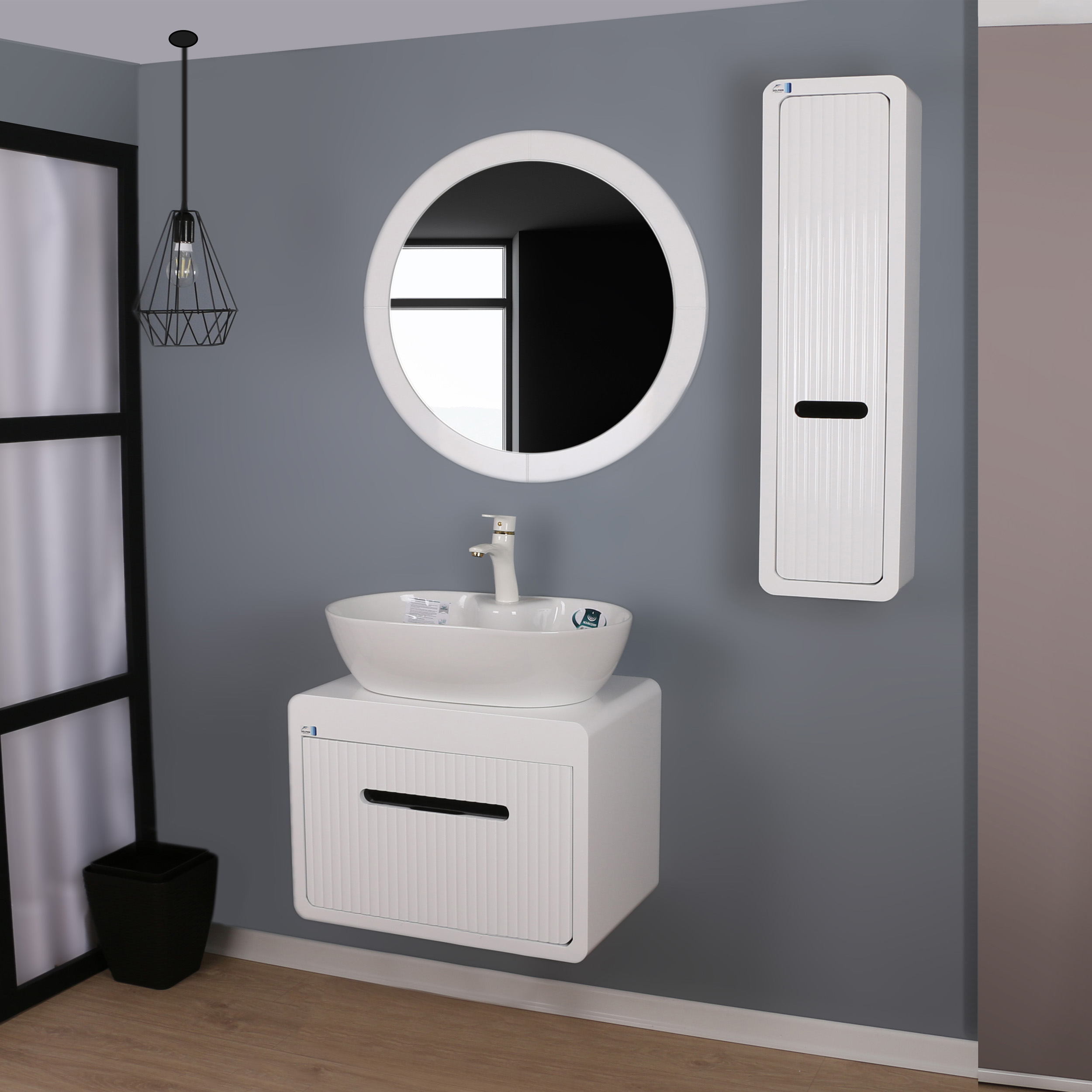 ست کابینت و روشویی دلفین مدل 9075 به همراه آینه و باکس