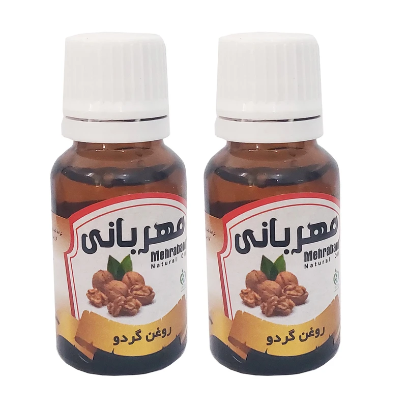 روغن بدن مهربانی مدل گردو کد 2-RBM-GR مناسب انواع پوست حجم 18 میلی لیتر بسته 2 عددی