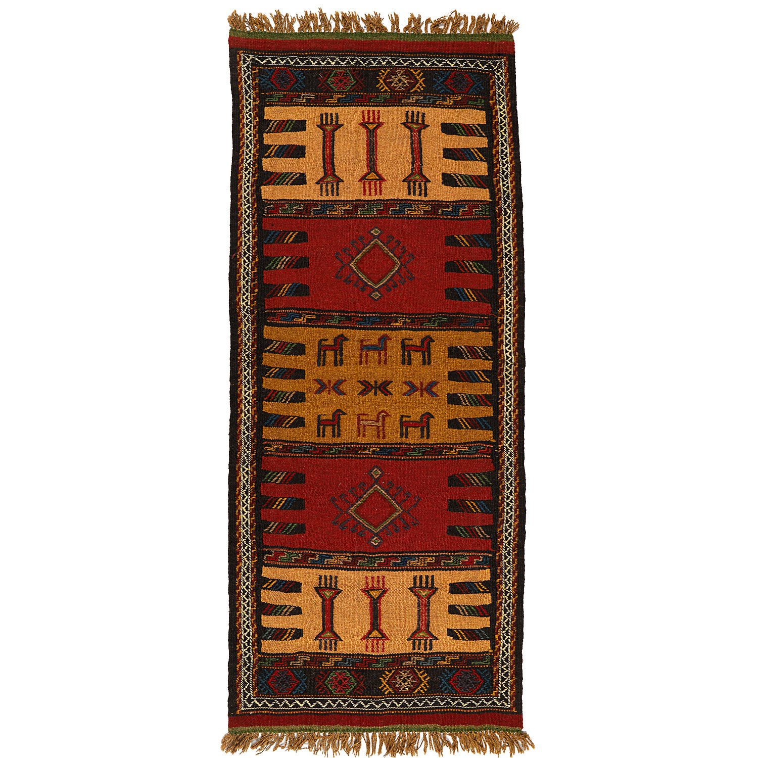 گلیم دستبافت کناره طول یک و نیم متر کد 140232