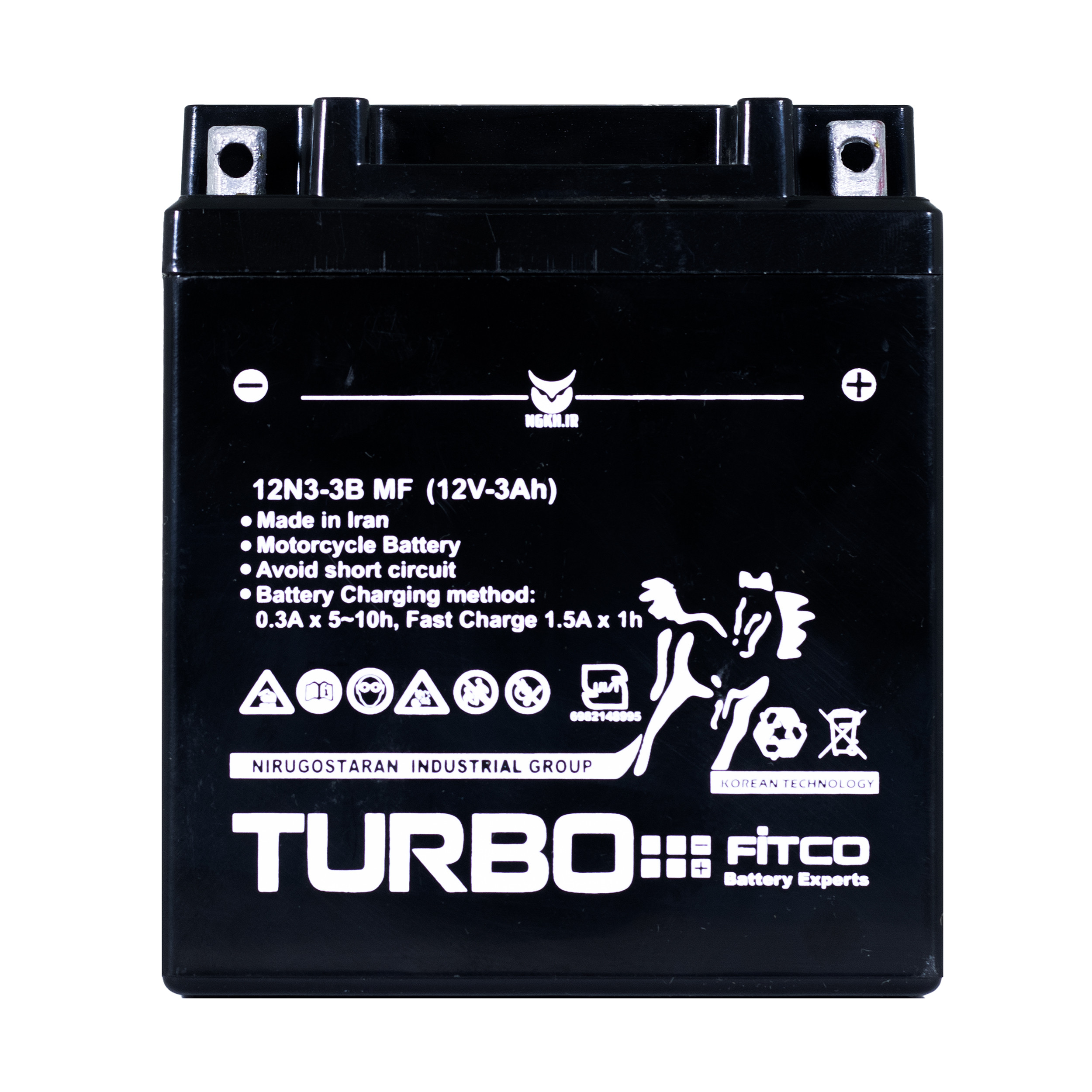 باتری موتورسیکلت توربو مدل 12V-3A